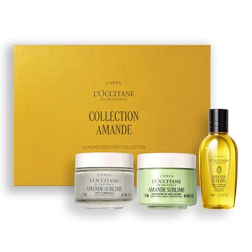 L'OCCITANE - Almond (Amande Sublime) Body Care Trio Giftset with Scrub, Shower Oil & Body Cream - Soothing and firming - Made in France