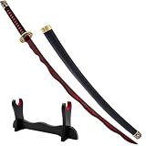 Kojintora Rivers of Blood Katana Sword Metal Replica - 45 Inch Stainless Steel Cosplay Costume Prop with Wooden Display Stand - Fantasy Game Inspired Samurai Decorative Sword for Collection Room Decor