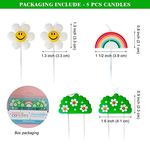 Cute Cartoon Birthday Candles, Flowers, Grass, Rainbow, For Birthday Baby Shower Cake Cupcake Decorations - Set Of 5 #TOP5