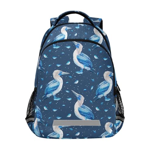 FFYHO Blue-footed Booby Night Sky Large School Backpacks with Chest Strap for Boys Girls Students,Lightweight Bookbags 17 Inch, Portable Casual Daypack Bags