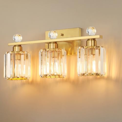 KunruiTAI K9 Crystal Bathroom Light Fixtures, Modern Vanity Lights for