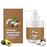 100g Facial Hair Removal Cream,Coconut Oil Facial Depilatory Cream,Gentle Depilatory Cream for Upper Lip & Chin,Moisturizing & Soothing Facial Hair Remover for Women,Chin Hair Removal for Women