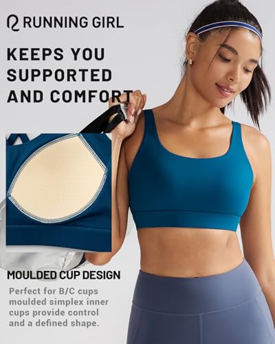 Image of RUNNING GIRL Sports Bra for Women High Support, Molded Cup High Impact Sports Bras with Sewn in Pads Workout Running Bra