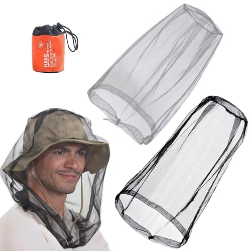 2 Pièces Chapeau Moustiquaire,Protection Contre Les Insectes Moustiquaire de Tete,Respirant Chapeau Anti Moustique,avec Sac de Rangement,Filets de Protection pour la Chasse en Plein air