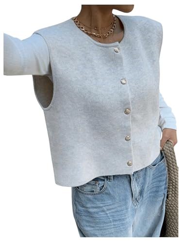 GORGLITTER Women's Sleeveless Sweater Vest Button Down Knit Lightweight Cardigans Old Money Trendy 20254