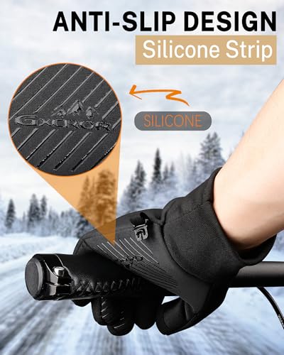 GXCROR Winter Gloves Women Men Ski Snow Gloves Liner Thermal Warm Fleece Touch Screen, Suit for Running, Cycling, Biking, Hiking, Driving, Walking, Soccer,Sports - Thumbnail 4