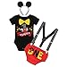 Erster Geburtstag Gentleman Outfit für Baby Junge Cake Smash Mickey Mouse Fancy Dress Up Kostüm Strampler Windelhülle Hosenträger Fliege Party Kleidung Set für Fotoshooting Schwarz-one 12-18 Monate