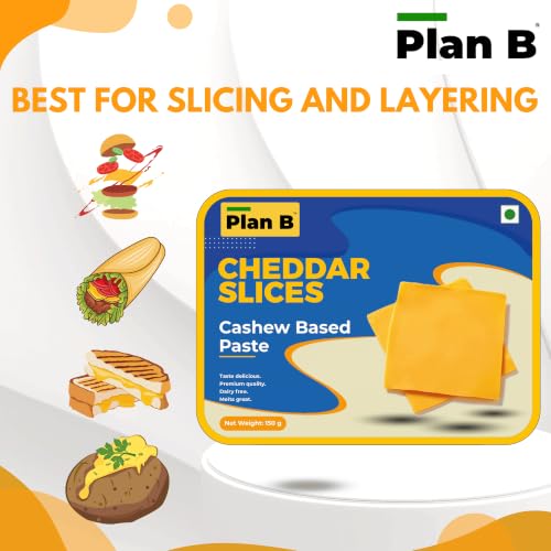Image of Plan B Plant-Based Cheddar Cheese Slices 150g | Creamy Plant-Based Cheese Slices | Dairy-Free, Lactose-Free & Gluten-Free | Burger & Sandwich Cheese