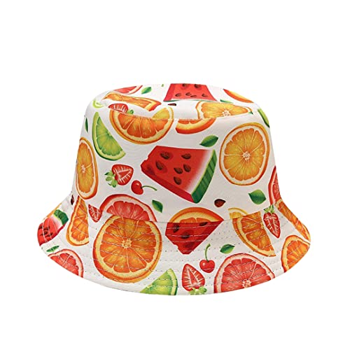 Novelty Fruit Print Bucket Hat Summer Fisherman Cap Reversible Packable Sun Hats For Women, Men #TOP1
