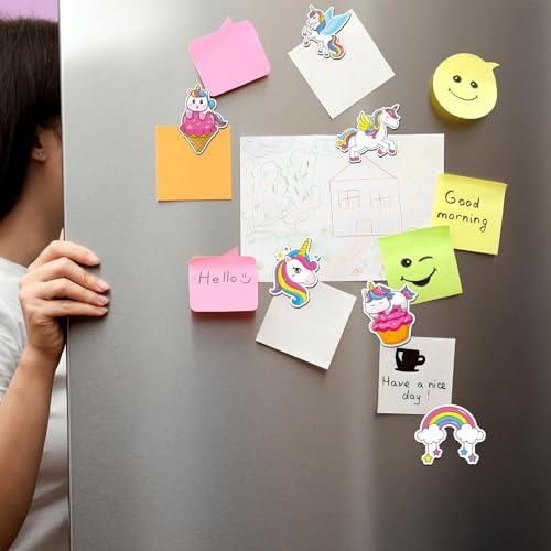 Flutesan 16 Pcs Unicorn, Fridge, Locker, Cute Refrigerator Magnets, Rainbow Magnets, Supplies