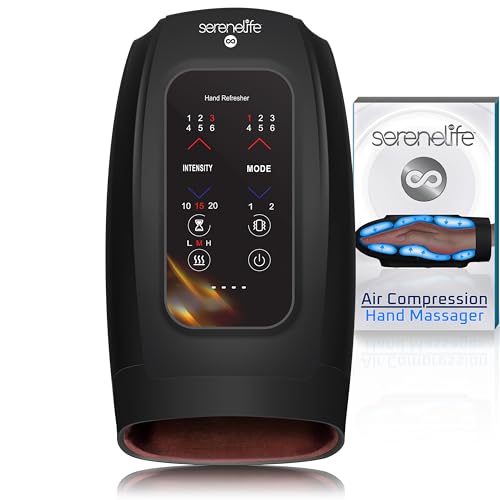 SereneLife Cordless Hand Massager with Warming Comfort, Auto-Roller Kneading Massage, Large LCD Display, 3 Airbags, 6 Modes, 6 Intensity Levels, 3 Heat Settings, Great Gift for Men/Woman by SereneLife - Used condition - CA$80.49