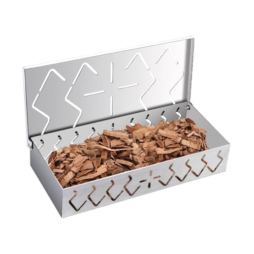 Boîte de fumoir pour griller, boîte de fumoir en acier inoxydable, Boîte de fumage de copeaux de bois de charbon de bois pour barbecue, Outil de grillade au charbon de bois multifonctionnel pour les c