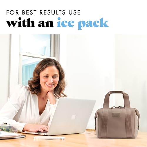 Fit & Fresh Remi Neoprene Lunch Bag For Women - Meal Prep Kit with Containers & XL Ice Pack, Self Insulating Neoprene-like Material, Machine Washable Lunch Bag, Tear-Resistant, Stain-Resistant, Taupe