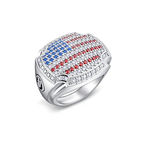 Lookray America 250th Patriotic Ring American Flag Ring �����p�A�`�����L�[USA7��4�������O ���b�h �z���C�g �u���[ ���C���X�g�[�� �����O �Ɨ��L�O�� �W���G���[ 6-12, size11, ��