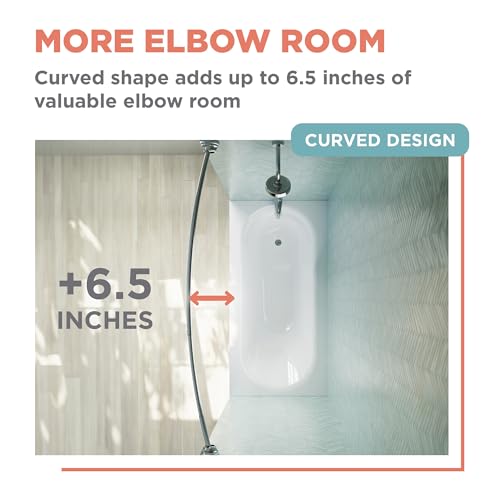 Zenna Home Curved Shower Curtain Rod, No Drill, 50-72 Inch Adjustable Tension Shower Rod for Bathroom, Rustproof, 1-Inch Diameter, Non Slip, Easy Install, Adds Space in Shower, Chrome