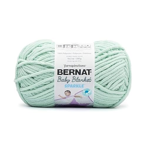 Image of Bernat Baby Blanket Sparkle Seafoam Yarn - 1 Pack of 10.5oz /300g - Polyester - #6 Super Bulky - 220 Yards - Knitting & Crochet
