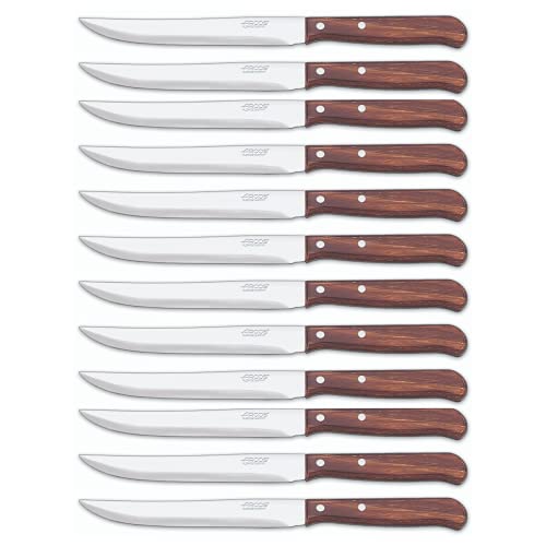 Arcos Serie Latina Caja 12 uds Cuchillo universal de cocina, Hoja de Acero Inoxidable NITRUM de 155 mm, Mango de Madera comprimida Color marrón (12 UDS)