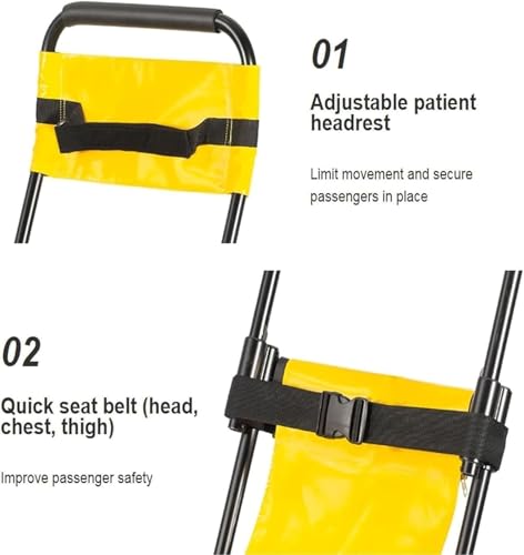 Camilla plegable, silla portátil de rescate de emergencia de aleación de aluminio para evacuación médica, operación de una persona, ideal para uso hospitalario y doméstico