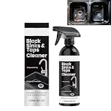 Detergente nero per lavelli e rubinetti, rimozione calcare e pietra dura, sgrassante resistente, ruggine e sapone spary, lucidatura per granito marmo quarzi, intonaco piastrelle cucina bagno (1 pezzo)