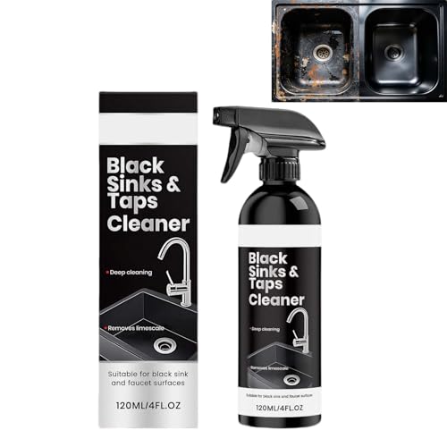 Nettoyant noir pour éviers et robinets, élimine le calcaire et les dépôts de calcaire, dégraissant puissant, spray antirouille et résidus de savon, produit polissage pour granit, marbre, quartz (1PCS)