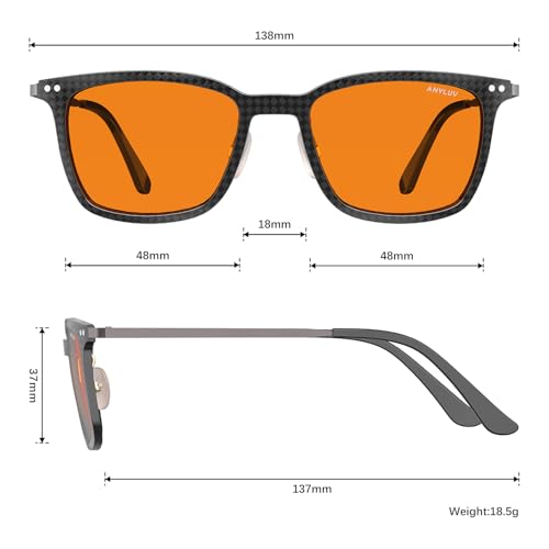 Image of ANYLUV Blue Light Glasses Men, Stylish Square Carbon Fiber Eyewear, Anti Eyestrain, Lightweight Mens Computer Gaming Glasses