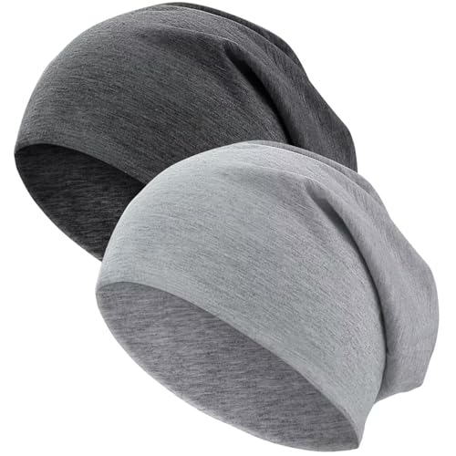 Bonnet De Nuit 100% Coton Léger - Taille Unique Noir+gris, Pour Sport Ou Chimio