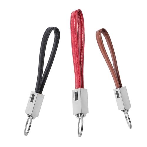 OKUMEYR 3pcs Leather Keyring USB Type-C Charger Cables