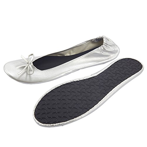 Juvale Ballerina Shoes, Foldable Ballet Flats (Silver, Us 6.5-7.5) #TOP1