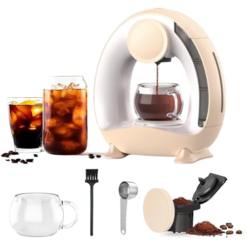 Image of 2-in-1 Espresso Coffee Maker Machine with Steam Wand, Compatible with K-Cup Pod & Coffee Grounds, India's First Mini Q Shap Coffee Maker, 1400w Mini Americano Coffee Machine for Home, Office