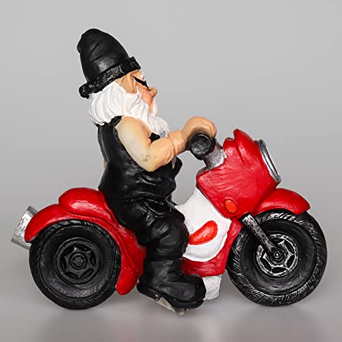 Nezababy Funny Garden Gnome Decoration Riding Motorcycle Statues Naughty Figurines Outdoor Indoor Lawn Yard Patio Sculptures Resin, Red #TOP6