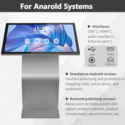 Image of Self Service Kiosk,21.5 inch /32 inch Interactive Kiosk 1080P HD IPS Touch Screen Display,Weatherproof Floor Standing Digital Signage Capacitive Touch Screen Kiosk K-Style Stand Indoor Black-32Inch