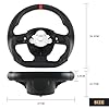 Acclcors Full Leather Steering Wheel Anti-slip Perforated Leather Grip Breathable D-shaped Flat Bottom Steering Wheel with Red Stitched, Fit for Audi for A4(only B7) for A5 for S4 for S5 2008-2010