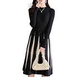 ドッキング リブ ニット ワンピース 柄 スカート 長袖 きれいめ 秋 冬 袖付き 清楚 謝恩会 プリンセスワンピース 通勤 着痩せ お呼ばれ 舞踏会 演奏 貴族 セレモニー セーター セミフォーマル 卒業式 卒園 卒園式 秋冬 個性的 シンプル どれす 服 かわいい 女性用 可愛い おしゃれ オシャレ 50代 40代 30代 20代 上品 きれい 配色ニットワンピ ブラック 3A-M21-BKM