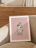YUSUZHU Impresión artística en lienzo de un pato peculiar en pantuflas, decoración de pared de baño rosa con humor, cuadro rústico de un pato con bandana, póster vintage de 21 x 30 cm con marco