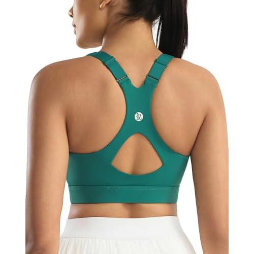 RUNNING GIRL High Impact Sports Bra for Women,Padded Running Sports Bras for Women High Support with Sewn in Pads(3182_Teal_M)