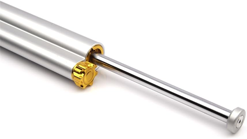 Universal Motorcycle Steering Damper, Adjustable Aluminum Steering Damper Stabilizer Fit for CB650R CB650RR CB1000R CBR1000RR MT07 MT09 MT10, Double Tubes(14" Silver)