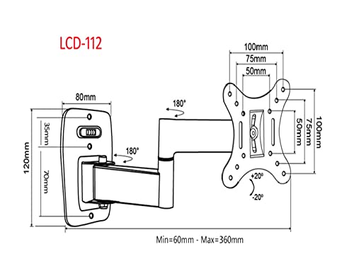 Support TV plein mouvement rétractable LCD-111 pour écran LED et Plasma
