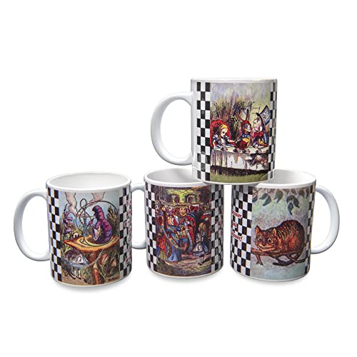 NoMonet Alice in Wonderland Coffee Tea Mug Set (4) - Mad Hatter, ...