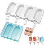 Popsicle Mold,2 Sets of Ice Cream Molds of Different Sizes 4 and 2 Cavities Cake Pop Moldswith 50 Wooden Sticks for DIY Ice Cream