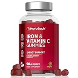 Iron Gummies with Vitamin C | High Strength 14mg Iron Supplement | 90 Vegan Gummies | Natural Cherry Flavour - Alternative to Tablets | for Men & Women | by Horbaach