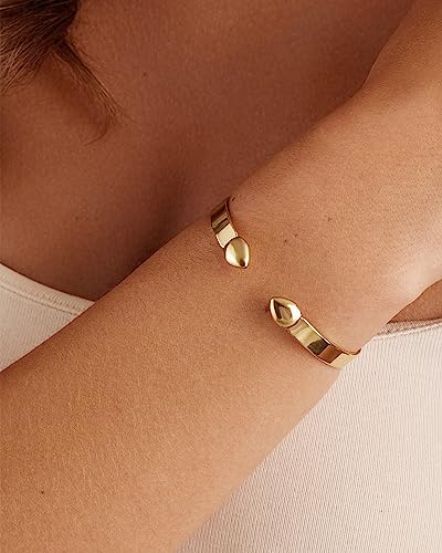 PAVOI 14K Gold Plated Stainless Steel Bangle Bracelets for Women | Inspirational Engraved Adjustable Mantra Cuff Bangle | Personalized Gift for Her Mom Sister | Birthday Gifts for Women2