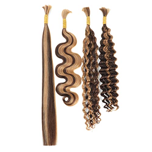 Micro Braiding Hair Human Bulk Virgin Human Braiding Hair For Micro Braids Hair No Weft 20 Inch (100G (1Pack-2Bundles)) Human Hair Braids Extension Natural Color(Water Bulk, Natural Black) #TOP7