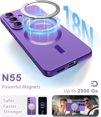 Image of DIZORO Samsung S26 Plus case Compatible with Mag Safe Matte Luxury Metallic Luster Flexible TPU Shockproof Back Cover with Camera Protector Lens - Violet