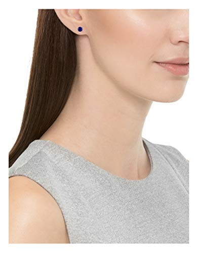 Amazon Essentials Sterling Silver Round Created Blue Sapphire Birthstone Stud Earrings (September) #TOP1