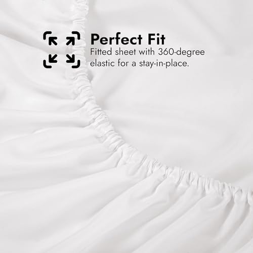 Image of Royale Linens Extra Deep Pocket Full Fitted Sheet Only - Full Size Deep Pocket White Fitted Sheet - Fits 18 inch to 24 inch Thick Mattress - Soft & Breathable Elastic Sheets (54x75 Inches, White)