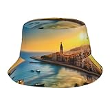 Sunset in Barcelona - Sombrero unisex para adultos, no encoge, ligero, transpirable, plegable, fácil de almacenar, color negro