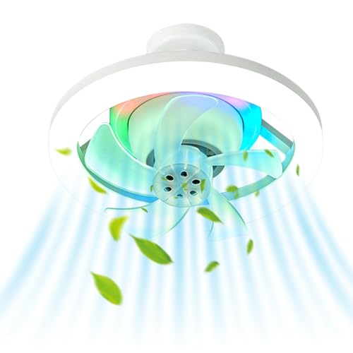 Gomice Plafoniera con ventilatore,Ventilatori da soffitto con luci e telecomando | Ventilatore da soffitto per camera da letto - Ventilatore da soffitto moderno da 10 pollici con telecomando delle