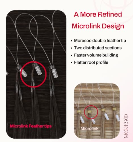 Image of Moresoo Microlink Hair Extensions, Feather Tip, Dark Brown, 18 Inch 40g