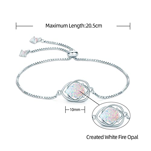 Yunkai 925 Sterling Silver Opal Bracelet, Adjustable Bracelets For Women, Jewelry Gifts For Her Birthday Christmas Mothers Day #TOP4
