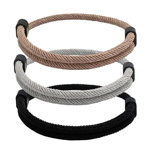 Kluz Lot de 3 Bracelet Paracorde Unisexe, Bracelet Corde Tressée Minimaliste avec Double Boucle...